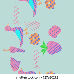 Halftone seamless   floral pattern. Hand drawn.