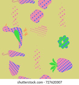 Halftone seamless   floral pattern. Hand drawn.