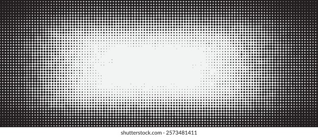 Halftone seamless pattern. Dot background. Gradient faded dots. Half tone texture. Gradation patern. Black circle isolated on white backdrop for overlay effect. Geometric bg. Vector illustration