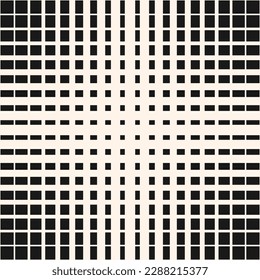 Patrón sin fisuras de semitono. Fondo de semtonalidad geométrica vectorial con líneas, cuadrados, cuadrícula, red, parrilla. Rayas blancas y negras. Textura del efecto de transición de degradado. Diseño monocromo abstracto moderno
