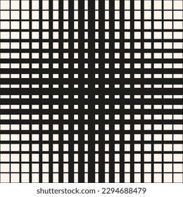 Halftone seamless pattern. Vector geometric half-tone background with straight lines, square grid, net. Black and white stripes. Gradient transition effect texture. Modern abstract monochrome design