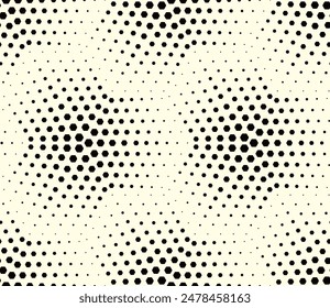 Halftone seamless pattern of vector. Hexagon dots Ink Print repeating patterns, Artistic black and white Background.