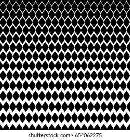 Halftone seamless pattern, vector monochrome texture with gradient transition effect from black to white. Illustration of mesh with gradually thickness. Abstract modern background, repeat design