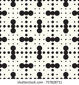 Halftone seamless vector pattern. Modern textile print with black dots. Monochrome fashion background. Grid of circles.