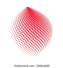 halftone shape vector logo symbol, icon, design. abstract dotted globe illustration isolated on white background.