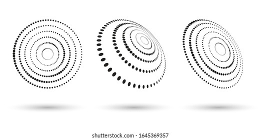 Formas de semitonos, elementos de diseño del logotipo de puntos abstractos para cualquier proyecto. Icono de redondeo o fondo. Ilustración del vector EPS10. vector de medio tono con puntos abstractos con diferentes perspectivas