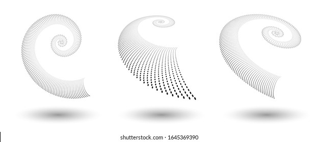 Halftone shapes, abstract dots logo emblem design element for any project. Round icon or backgroud. Vector EPS10 illustration. Abstract dotted halftone vector with differents perspective