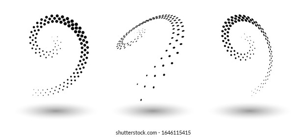 Halftone shapes, abstract dots logo emblem or design element for any project. Round icon or backgroud. Vector EPS10 illustration. Abstract dotted halftone vector with differents perspective