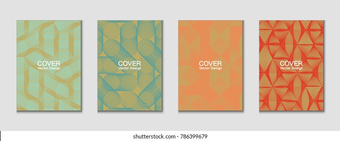 Halftone shapes minimal geometric cover templates set graphic design.  Future geometric cover backgrounds.