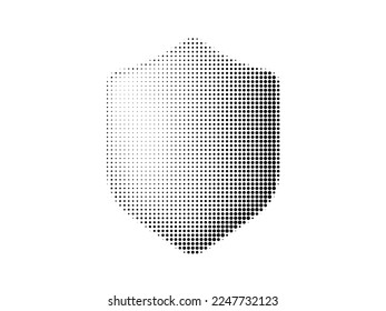 Halftone shield icon. Protect, safety and defense dotted symbol. Insurance protection sign. Defense armor symbol. Security guard with halftone pattern. Vector