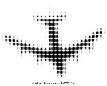 halftone silhouette of plane isolated on white illustration