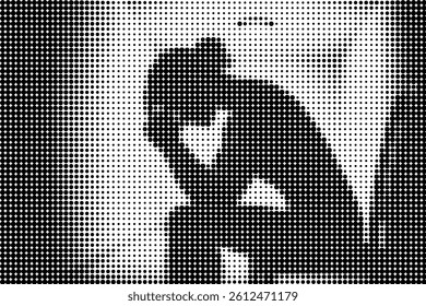 Halftone Silhouette of Woman in Distress Concept