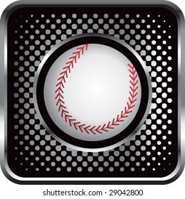 halftone silver button baseball