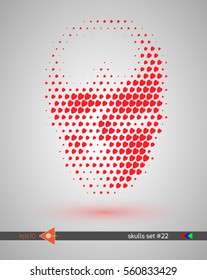 Halftone skull, line, heart, bubbles. Design element. Invitation, party. Billboard, flyer. Musical poster.