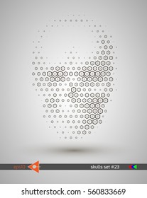 Halftone skull, line, hexagon, honeycomb, honey, bubbles. Design element. Invitation, party. Billboard, flyer. Musical poster.