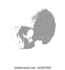 Halftone skull, line, Wave, circles, mosaics. Design element. Invitation, party. Billboard, flyer. Musical poster. T shirt design.