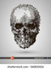Halftone skull, line, Wave. Design element. Invitation, party. Billboard, flyer. Musical poster.