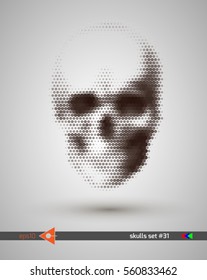 Halftone skull, line, Wave. Design element. Invitation, party. Billboard, flyer. Musical poster.
