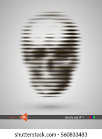 Halftone skull, line, Wave. Design element. Invitation, party. Billboard, flyer. Musical poster.