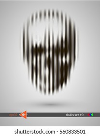 Halftone skull, line, Wave. Design element. Invitation, party. Billboard, flyer. Musical poster.