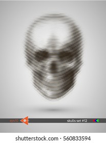 Halftone skull, line, Wave. Design element. Invitation, party. Billboard, flyer. Musical poster.