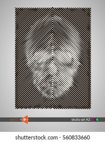 Halftone skull, line, Wave. Design element. Invitation, party. Billboard, flyer. Musical poster.