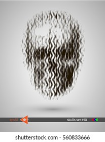 Halftone skull, line, Wave. Design element. Invitation, party. Billboard, flyer. Musical poster.