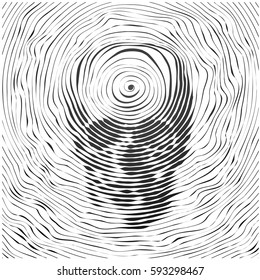 Halftone skull, line, Wave. Design element. Invitation, party. Billboard, flyer. Musical poster. On a white background