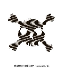 Halftone skull, line, Wave. Design element.  Icon.