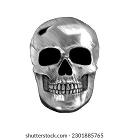 halftone skull realist logo vector