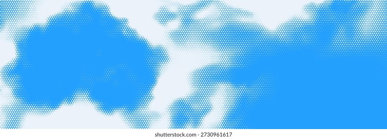 Fundo do vetor do céu de meio-tom. Polka nuvens de pontos, textura abstrata azul