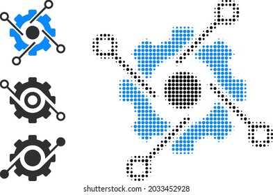 Halftone smart development. Dotted smart development designed with small round elements. Vector illustration of smart development icon on a white background. Halftone array contains round elements.