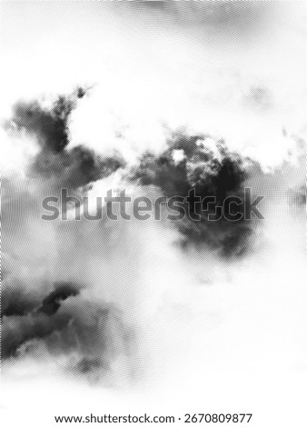 Halftone smoke texture isolated on transparent background with copy space. Black smoke from the chimney. Vector illustration