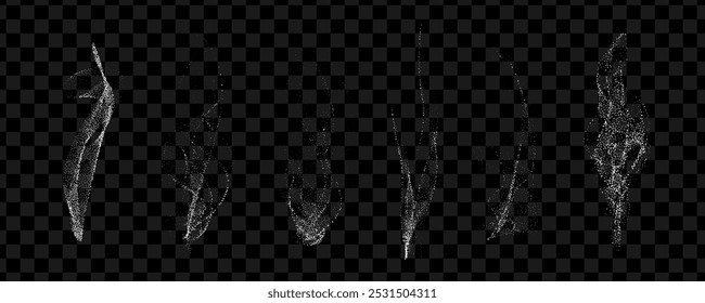 Halftone smoke texture set. Dotted fog cloud. 