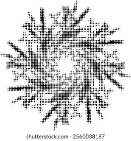 Halftone snowflake with polka dots or small dots. Vector.
