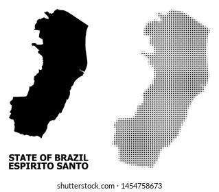 Halftone and solid map of Espirito Santo State composition illustration. Vector map of Espirito Santo State composition of x-cross spots on a white background.