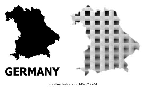Halftone and solid map of Germany composition illustration. Vector map of Germany composition of x-cross items on a white background. Abstract flat geographic plan for education templates.