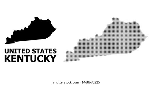 Halftone and solid map of Kentucky State composition illustration. Vector map of Kentucky State composition of x-cross items on a white background.