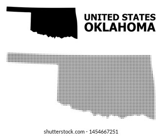 Halftone and solid map of Oklahoma State composition illustration. Vector map of Oklahoma State composition of x-cross elements on a white background.