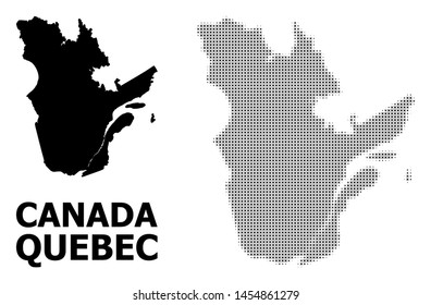 Halftone and solid map of Quebec Province composition illustration. Vector map of Quebec Province composition of x-cross spots on a white background.
