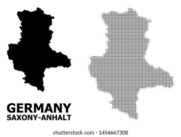 Halftone and solid map of Saxony-Anhalt State composition illustration. Vector map of Saxony-Anhalt State composition of x-cross spots on a white background.