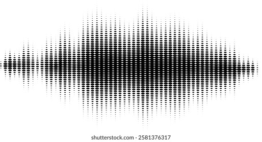 Halftone sound wave black and white pattern. Vector Halftone effect. Duotone element. Retro Music Design