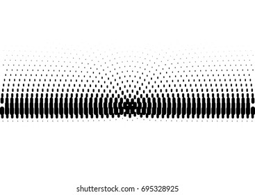 Halftone sound wave black and white pattern. Tech music design elements isolated on white background. Perfect for web design, posters, musical banners, wallpapers, postcards.