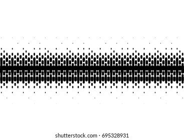 Halftone sound wave black and white pattern. Tech music design elements isolated on white background. Perfect for web design, posters, musical banners, wallpapers, postcards.