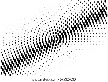 Halftone sound wave black and white pattern. Tech music design elements isolated on white background. Perfect for web design, posters, musical banners, wallpapers, postcards.