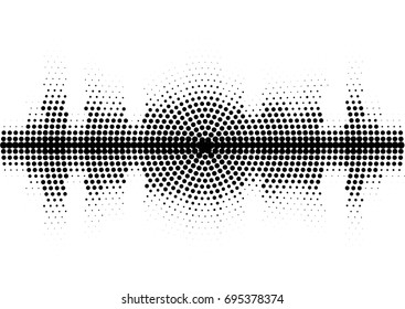 Patrón blanco y negro de ondas sonoras de semitono. Elementos de diseño de música técnica aislados en fondo blanco. Perfecto para el diseño web, carteles, banners musicales, fondos de pantalla, postales.