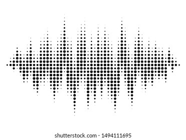 Halftone sound wave pattern modern music design element isolated on white background