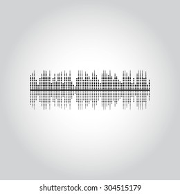 Halftone sound wave pattern modern music design element 