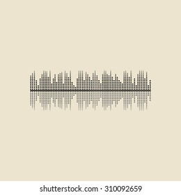 Halftone sound wave pattern modern music design element 