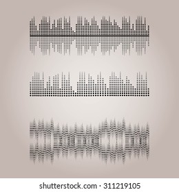 Halftone sound wave pattern modern music design element